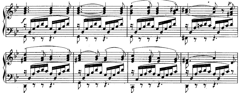 メンデルスゾーン「無言歌集第4巻第3曲「プレストアジタート（胸騒ぎ）」ト短調Op.53-3」ピアノ楽譜2