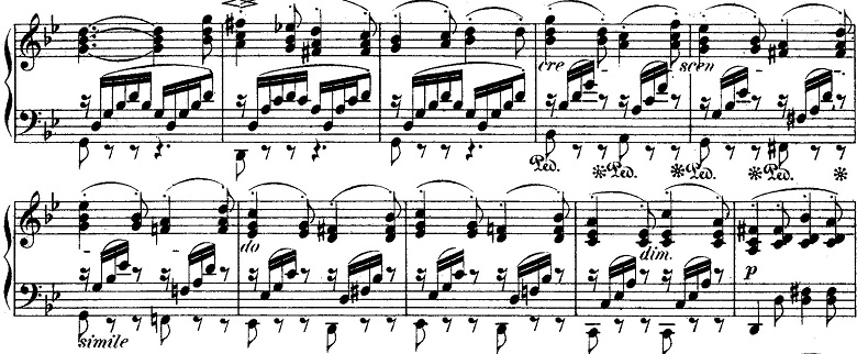 メンデルスゾーン「無言歌集第4巻第3曲「プレストアジタート（胸騒ぎ）」ト短調Op.53-3」ピアノ楽譜8
