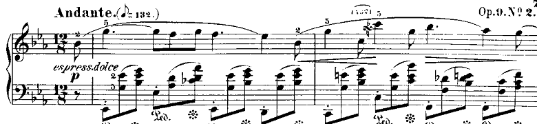 ショパン「ノクターン第2番変ホ長調Op.9-2」ピアノ楽譜1