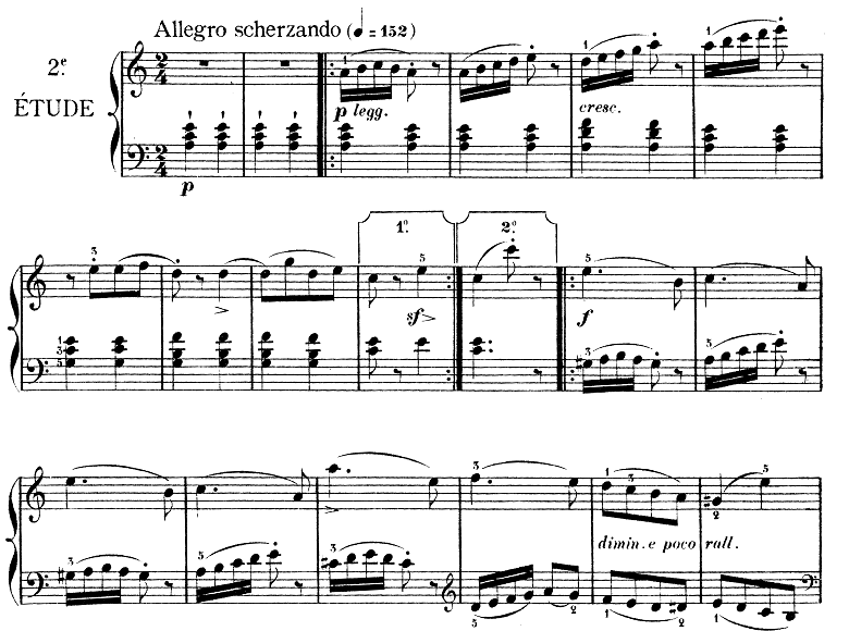 ブルグミュラー「25の練習曲第2番「アラベスク」イ短調Op.100-2」ピアノ楽譜1