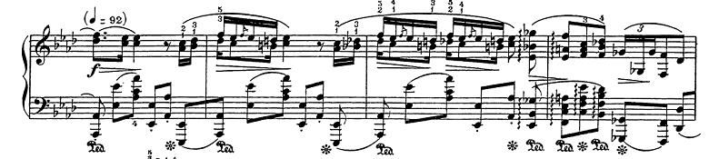 ショパン「ポロネーズ第6番『英雄ポロネーズ』変イ長調Op.53」1回目の主題のピアノ楽譜