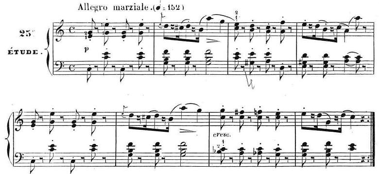 ブルグミュラー「25の練習曲第25番「貴婦人の乗馬」ハ長調Op.100-25」ピアノ楽譜1