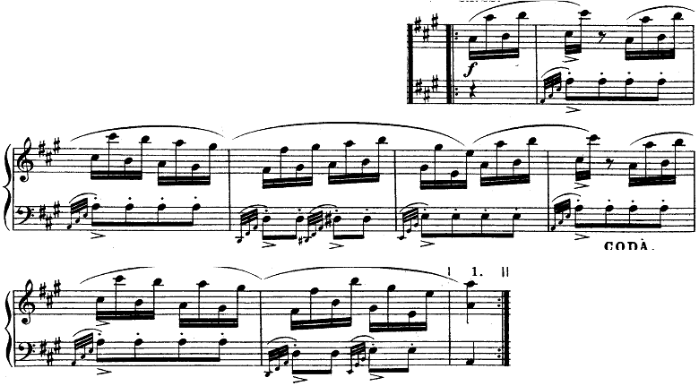 モーツァルト「ピアノソナタ第11番イ長調K.331第3楽章「トルコ行進曲」」ピアノ楽譜3
