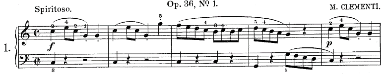 長調と短調の見分け方：クレメンティー「ソナチネOp.36,No.1」ピアノ楽譜1