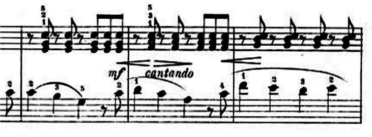 ランゲ「子どもの世界からの声：12のやさしい演奏曲第3曲「野ばら」ヘ長調Op.78-3」ピアノ楽譜2