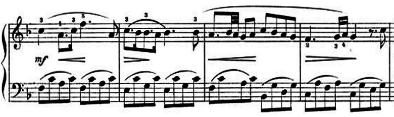 ランゲ「子どもの世界からの声：12のやさしい演奏曲第3曲「野ばら」ヘ長調Op.78-3」ピアノ楽譜3
