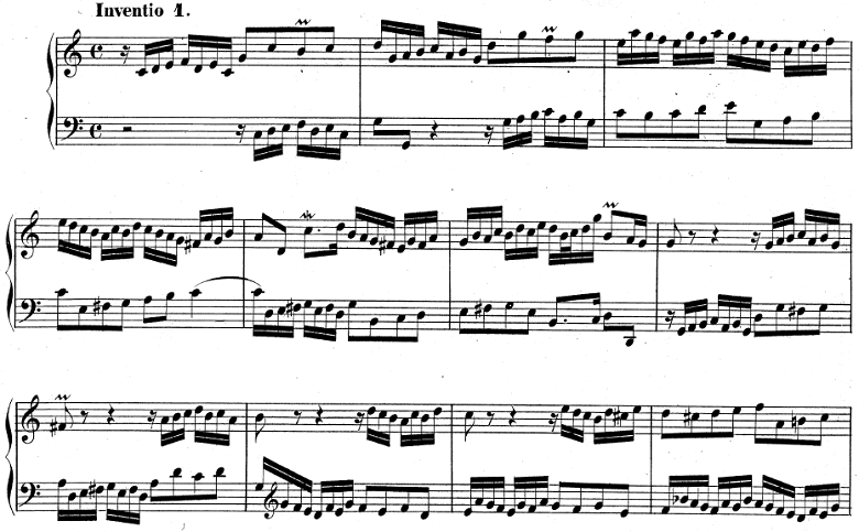 バッハのインヴェンション第1番ピアノ楽譜【ブライトコプフ　Bach Society Edition】