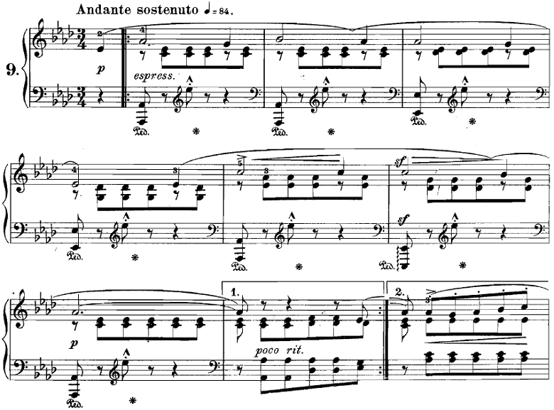 ブルグミュラー「18の練習曲第9番「朝の鐘」Op.109-9」ピアノ楽譜